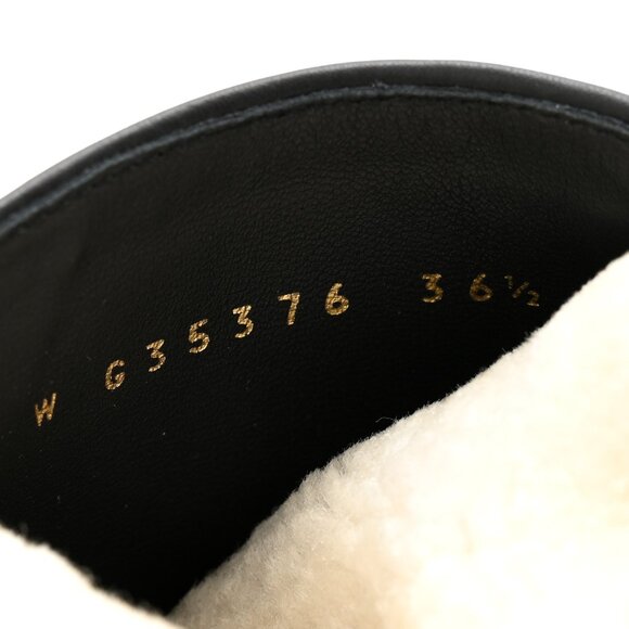 Chanel Calfskin Shearling CC Lace Up Boots 36.5 Black - Picture 8 of 11